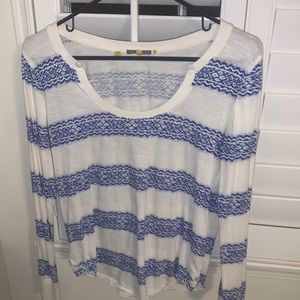 Blue geometric printed long sleeve shirt